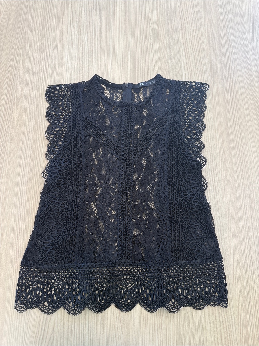 Zara Black Crochet Lace Sleeveless Top